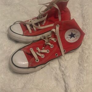 Converse Red High Tops with White Accents
